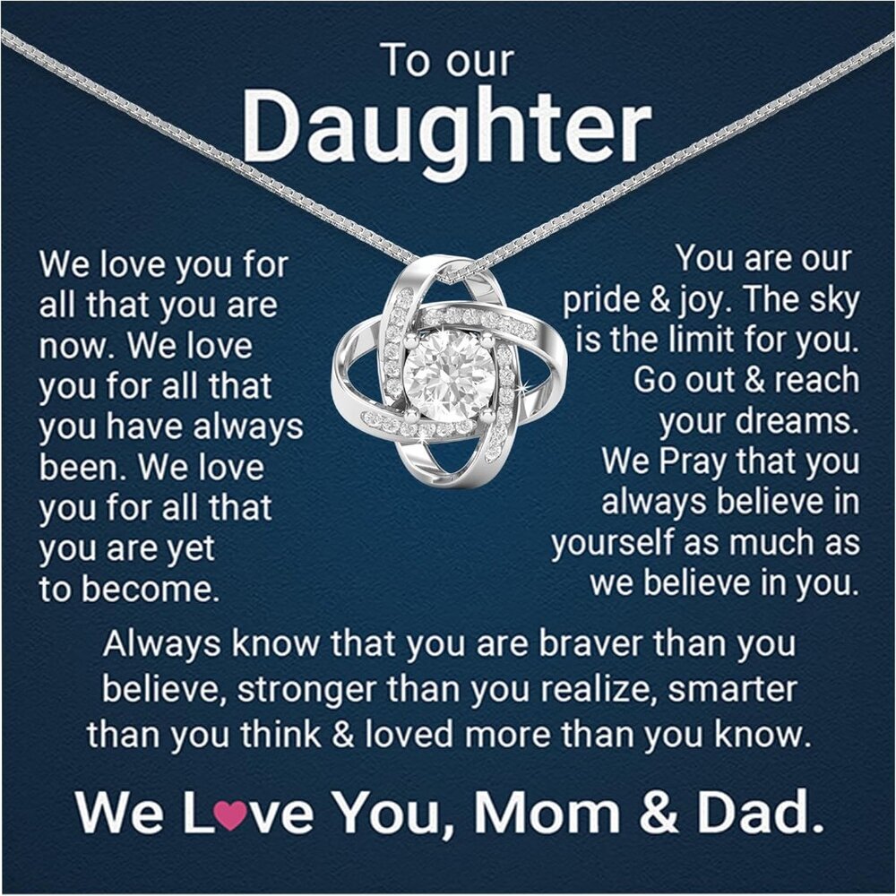 Brand New Girls Love Knot Necklace Gift For Daughter From Mom And Dad